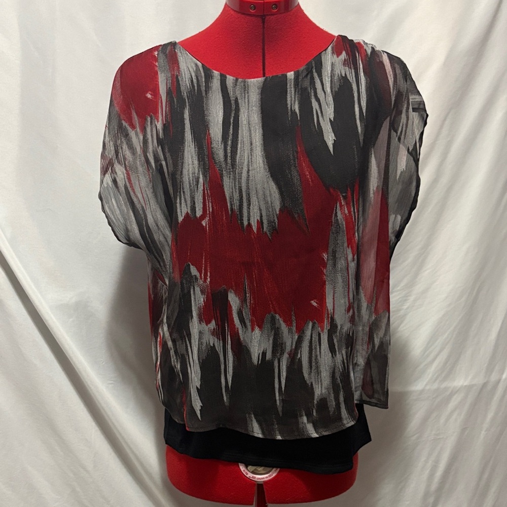 Ricki's Red and Black Abstract Blouse MM67
